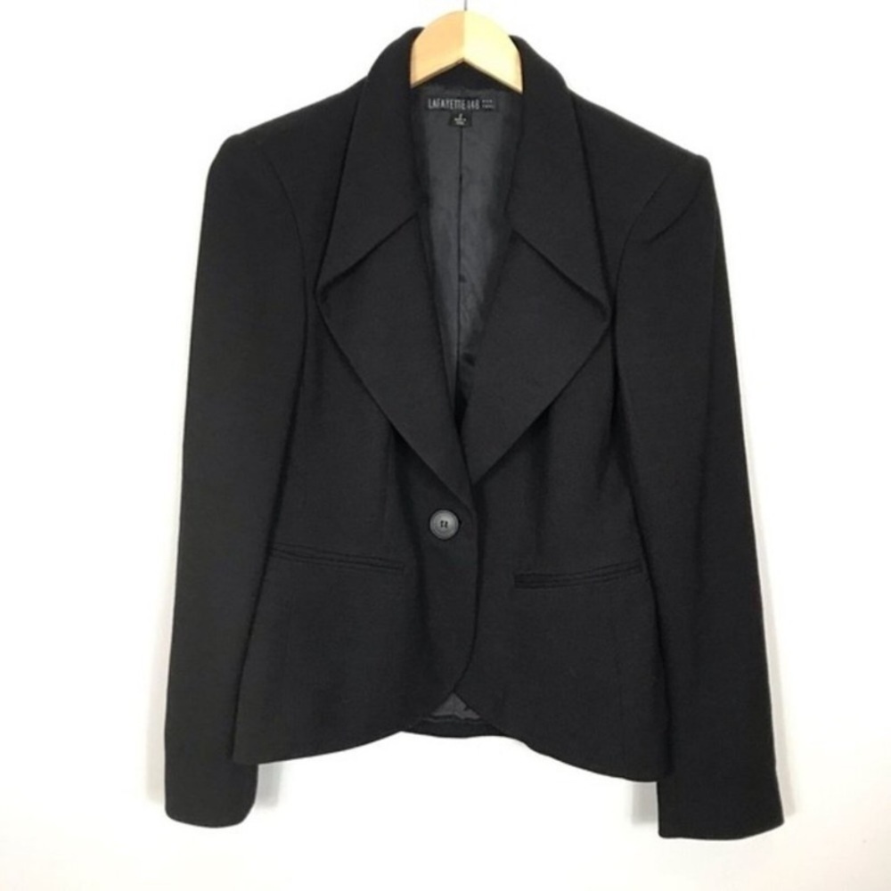 LAFAYETTE 148 NEW YORK Shawl Knit Blazer Black Size 2
